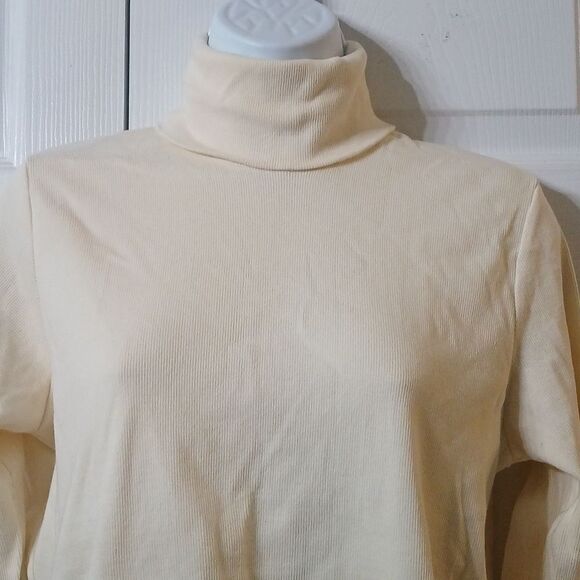 Chaus ivory colored ribbed long sleeve turtleneck  Sz L - Picture 3 of 5